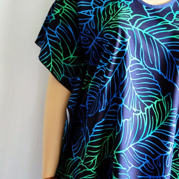 Hawaiian Ferns Polynesian Clothing Butterfly Tunic Blue & Teal or Blood Orange R - Picture 4 of 6